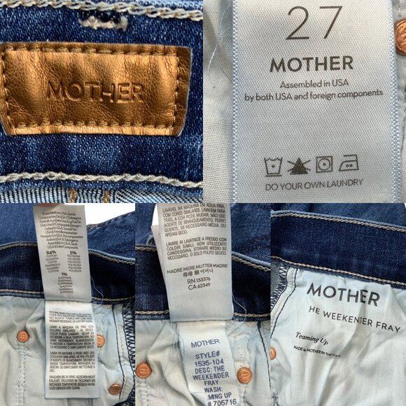 Mother The Weekender Fray Jean 27 Teaming Up Blue Mid Rise Flare Leg Zip Fly - Picture 5 of 14